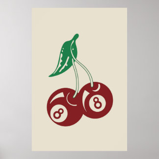 Poster Retro 8 Ball Cherries