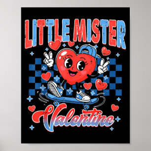 Poster Retro à carreaux Petit Monsieur Valentin Skating I