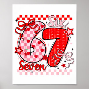 Poster Retro à carreaux Saint-Valentin Six Sept Mème 67 V