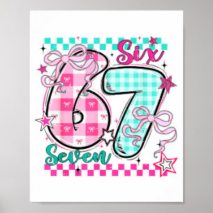 Poster Retro à carreaux Saint-Valentin Six Sept Mème 67 V