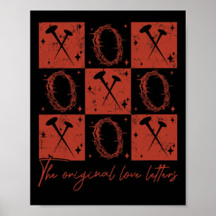 Poster Retro à carreaux Saint-Valentin Xoxo Les Lettres d