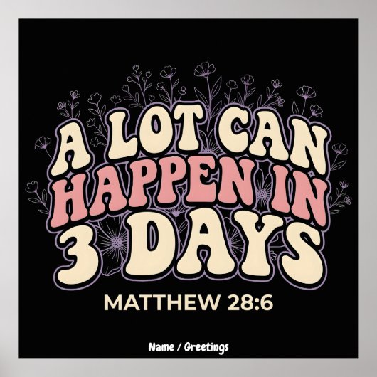 Poster Retro A Lot Can Happen In 3 Days Christian Easter  (Devant)