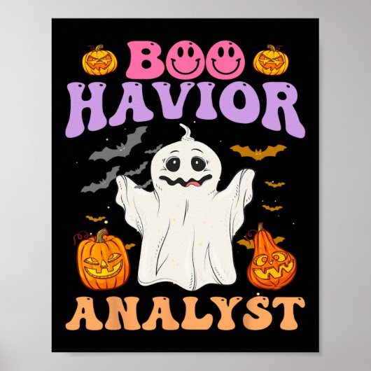 Poster Retro Aba Therapist Bcba Halloween Ghost Boo Havio (Devant)