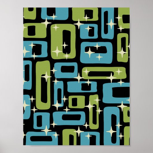 Poster Rétro Abstrait Moderne du Milieu du Siècle (Devant)