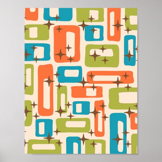 Poster Rétro Abstrait Moderne du Milieu du Siècle (Devant)