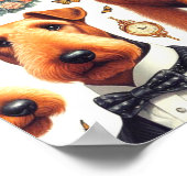 Poster Retro Airedale Terrier sans fil (Coin)