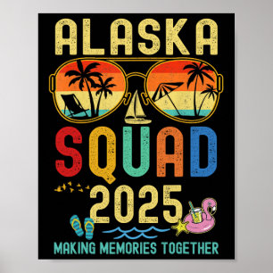 Poster Retro Alaska Cruise Vacation 2025 Famille Amis S