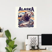 Poster Retro Alaska Nature (Bureau à domicile)