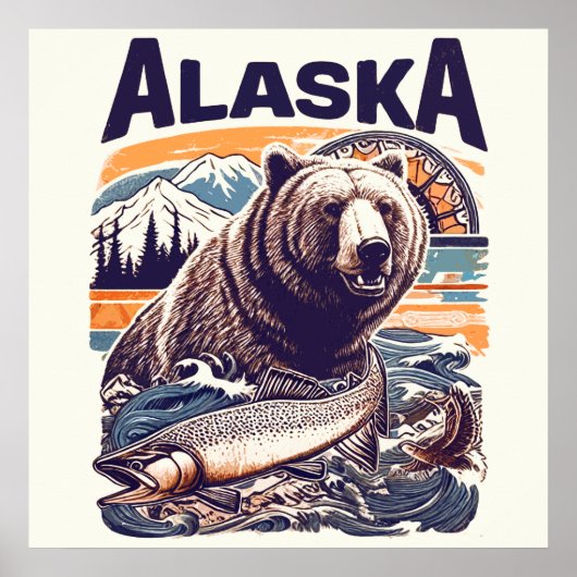 Poster Retro Alaska Nature (Devant)