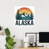 Poster Retro Alaska Sunset Adventure (Bureau à domicile)