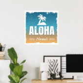 Poster Retro Aloha Hawaii (Bureau à domicile)