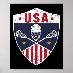 Poster Retro America Lacrosse I Fier Usa Lacrosse Jers