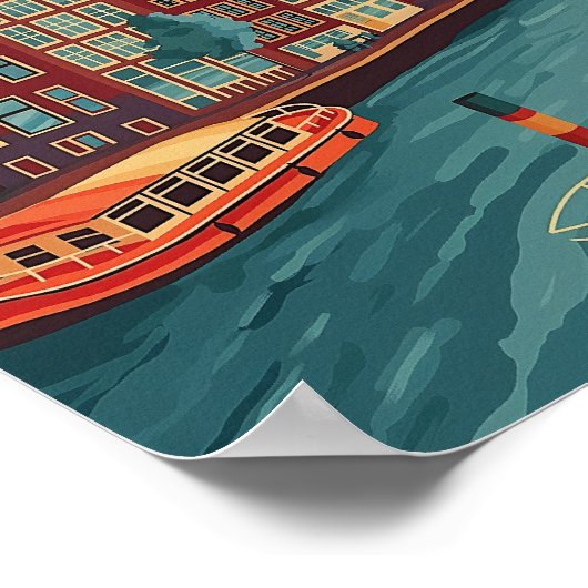 Poster Retro Amsterdam, Pays-Bas (Coin)