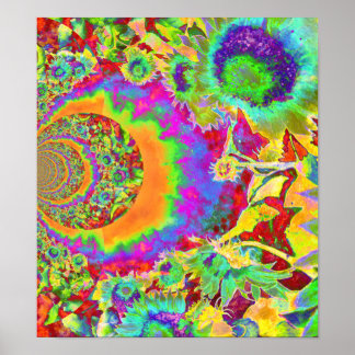 Poster Retro amusant coloré de tournesol peinture