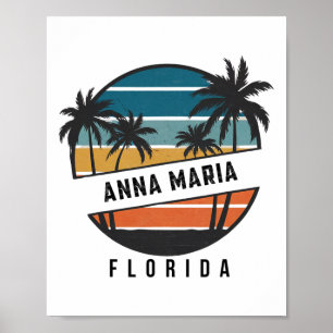 Poster Rétro Anna Maria Beach Floride Surfboard Surf