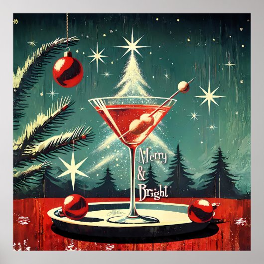 Poster Retro années 50 Flurry Christmas Tree Martini (Devant)