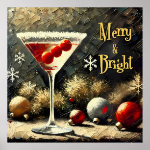Poster Retro années 50 Triple Cranberry Christmas Martini