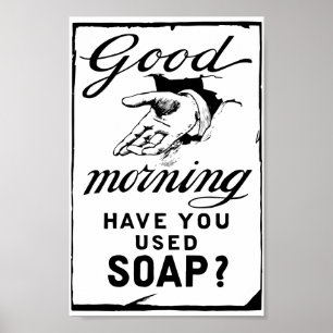Poster rétro annonce d'hygiène au sujet de se laver les
