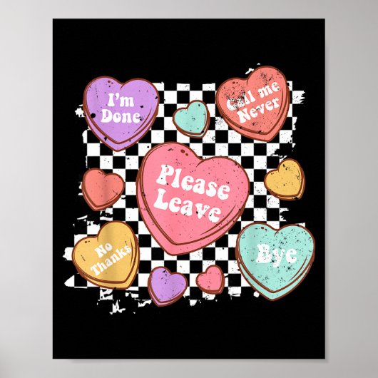Poster Retro Anti Valentines Funny Valentine Candy Heart  (Devant)
