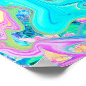 Poster Retro Aqua Blue Liquid Art sur les Hydrangeas Abst (Coin)