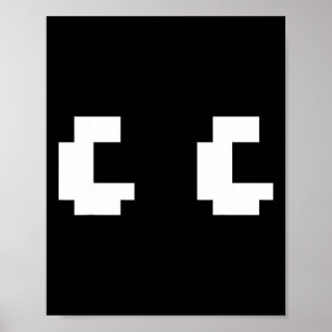 Poster Retro Arcade Game Ghost Eyes 80s Halloween Group C