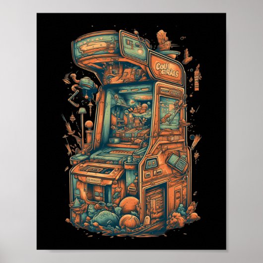 Poster Retro Arcade Gamer Clic Machine de jeux d'arcade (Devant)