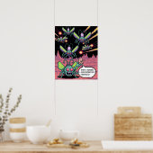 Poster Retro Arcade Manti Aliens Pixel Art - Funny Defend (Cuisine)