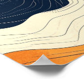 Poster Rétro Art de Ligne de Contour Topographique Abstra (Coin)