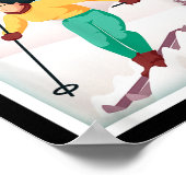 Poster Retro Autriche Ski Motif Avec Ski Et Pôles De Ski (Coin)