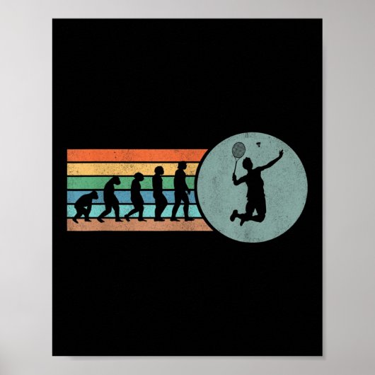 Poster Retro Badminton Evolution Shuttle Vintage Badminto (Devant)