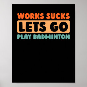 Poster Retro Badminton Player Court - Racquet Vintage Shu