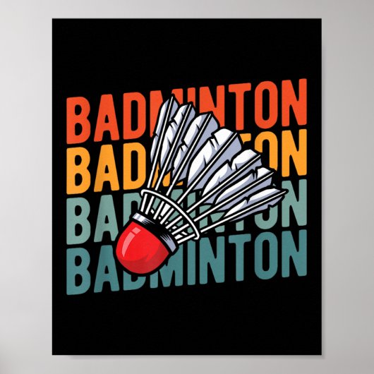 Poster Retro Badminton Racket Team - Player Vintage Shutt (Devant)