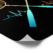 Poster Retro Badminton With Shuttle Heartbeat Ecg  (Coin)