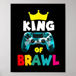 Poster Rétro Bagarre Roi Joueur Jeux Bagarreur Drôle