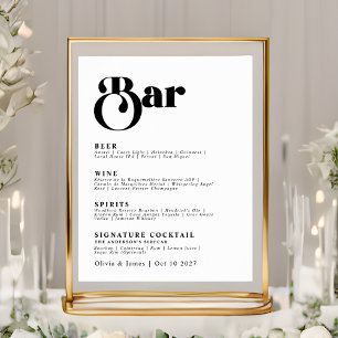 Poster Retro Bar Boissons Menu Typographie Vintage Noir