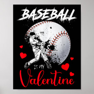 Poster Retro Baseball Est Mon Valentine Baseball Valentin