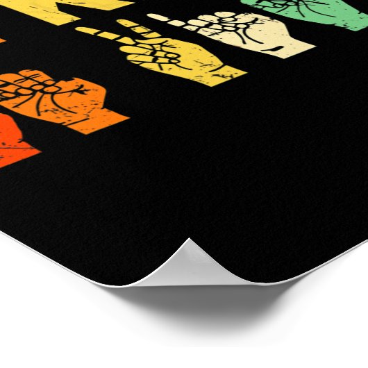 Poster Retro Be Kind Main Sign ASL Sensibilisation sur l' (Coin)