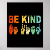 Poster Retro Be Kind Main Sign ASL Sensibilisation sur l' (Devant)