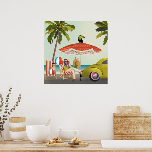 Poster Retro Beach (Cuisine)
