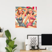 Poster Retro Beach Party Pin-ups (Bureau à domicile)
