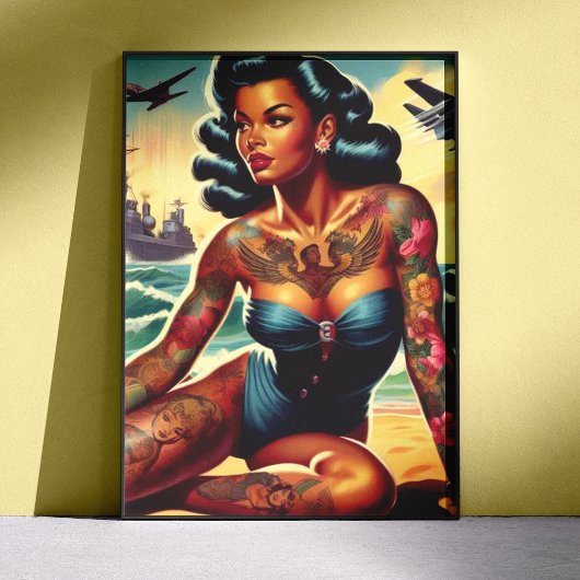 Poster Retro Beach Pin-up