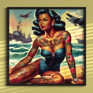 Poster Retro Beach Pin-up