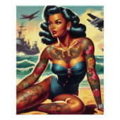 Poster Retro Beach Pin-up (Devant)