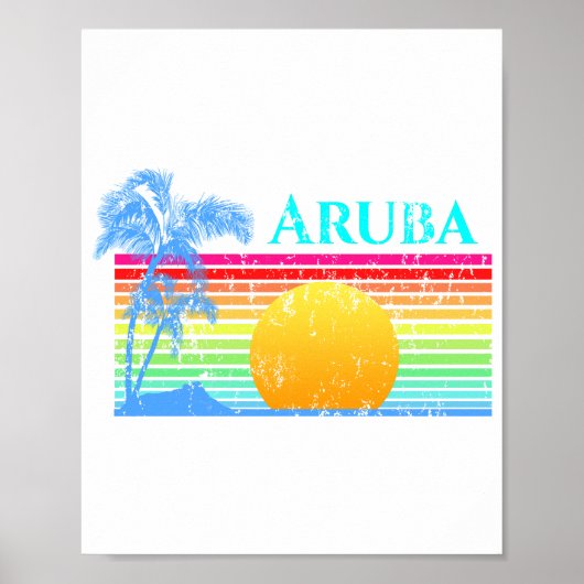 Poster Retro Beach Sunset Aruba (Devant)