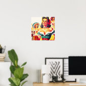 Poster Retro Beer Pin-up Girl (Bureau à domicile)