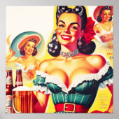 Poster Retro Beer Pin-up Girl (Devant)