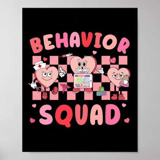 Poster Retro Behavior Therapist Valentine Applied Behavio (Devant)