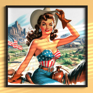 Poster Retro Belle Cowgirl Pin Up