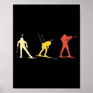 Poster Retro Biathlon Ski de fond Wintersport Bi