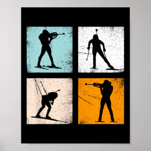 Poster Retro Biathlon Ventilateurs hivernaux Hommes Femme